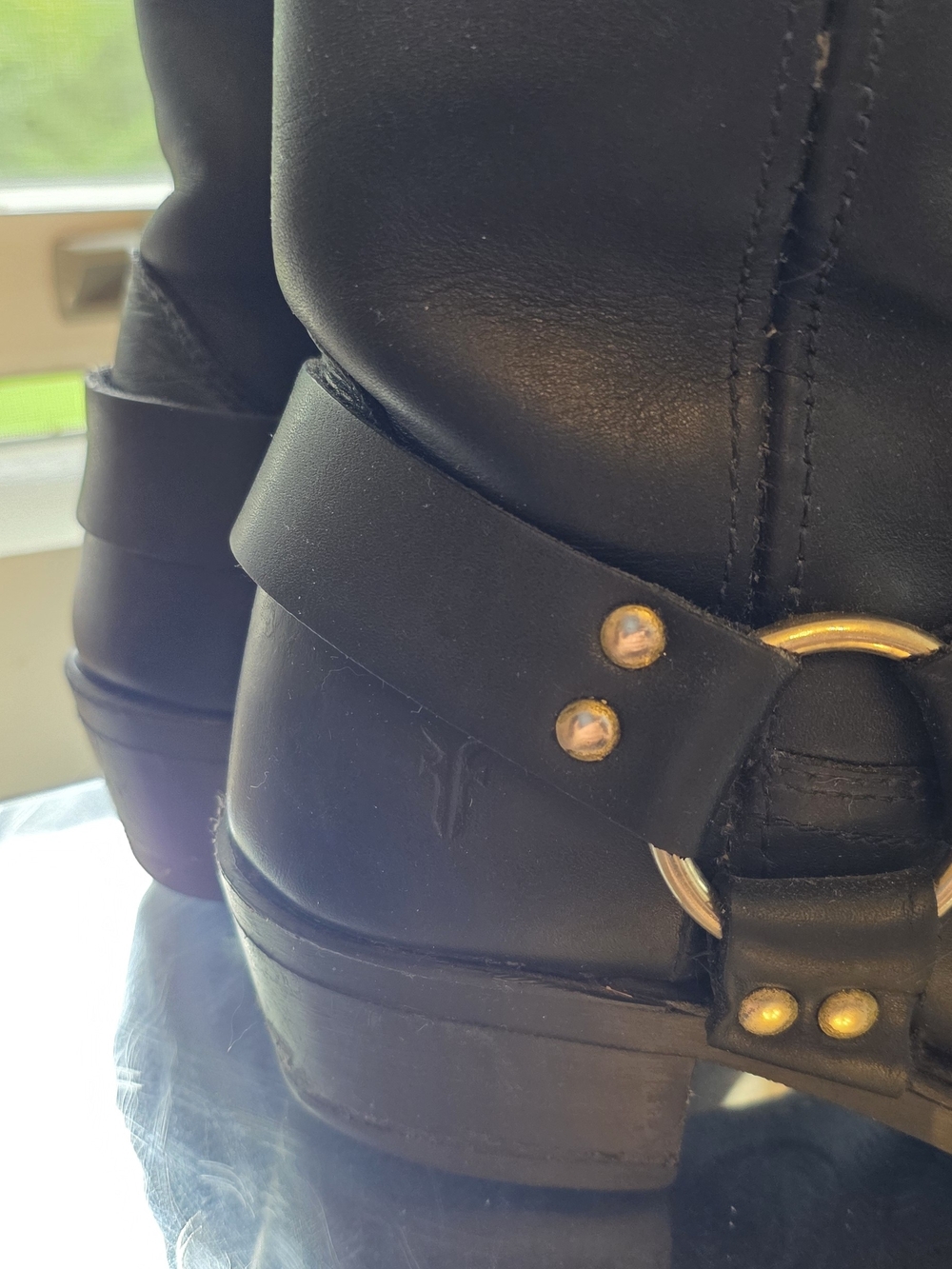 Frye Black Leather Harness Moto Boots Perfectly Broken In Sz 7.5 - Picture 6 of 14